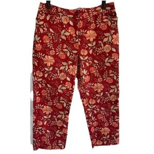 Loft womens 8 Stretch Skinny Ankle Pants Women Floral Midrise Pockets flat front